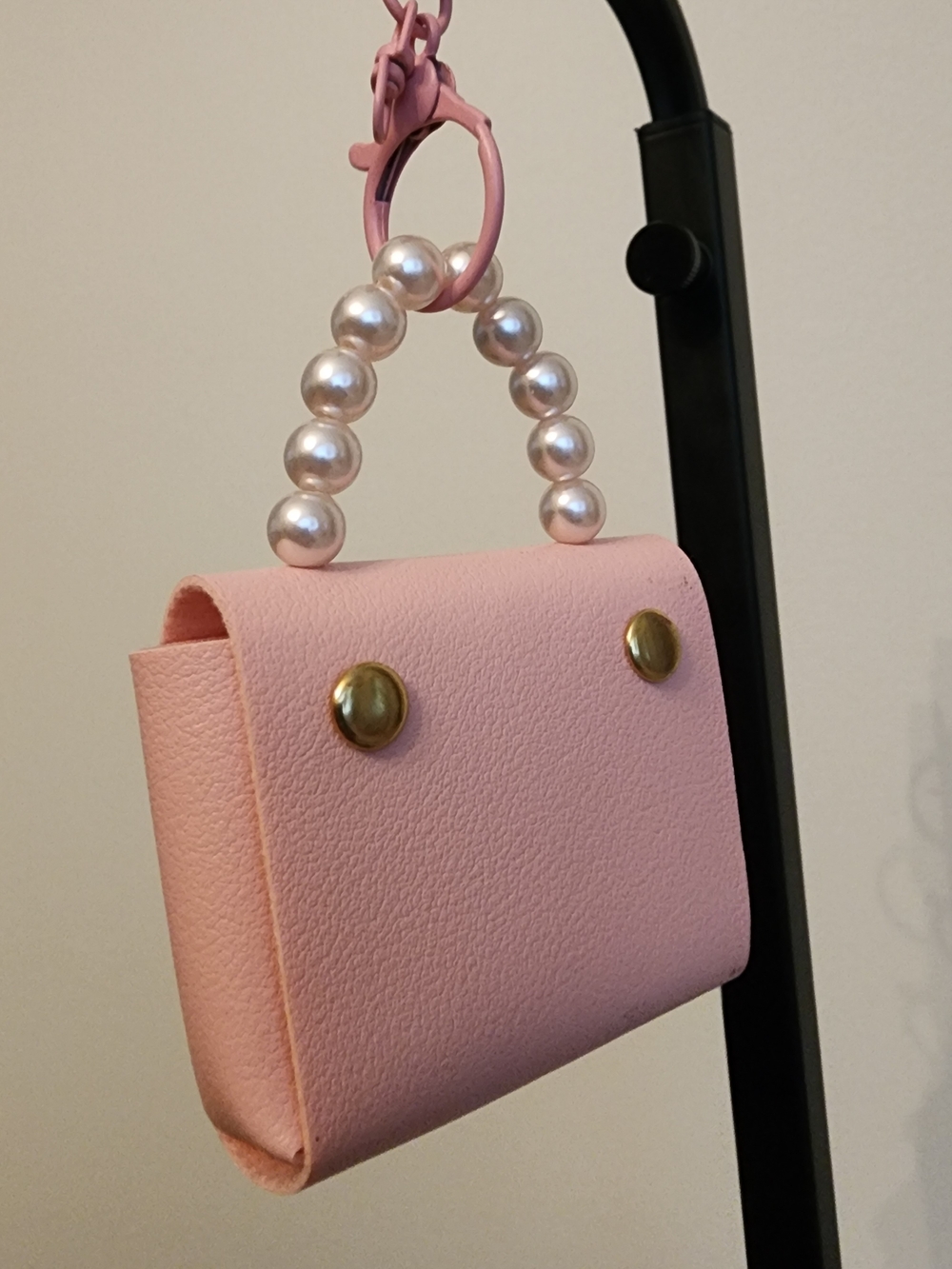 Pink Mini Pearl-Handle Purse Bag Keychain-functional - Picture 2 of 3